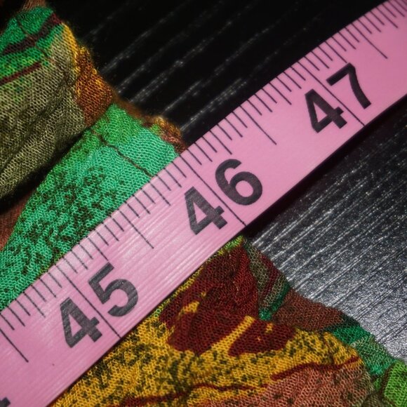 Vintage 80s Leaf Button Down Belted Midi Dress Medium - Picture 12 of 12